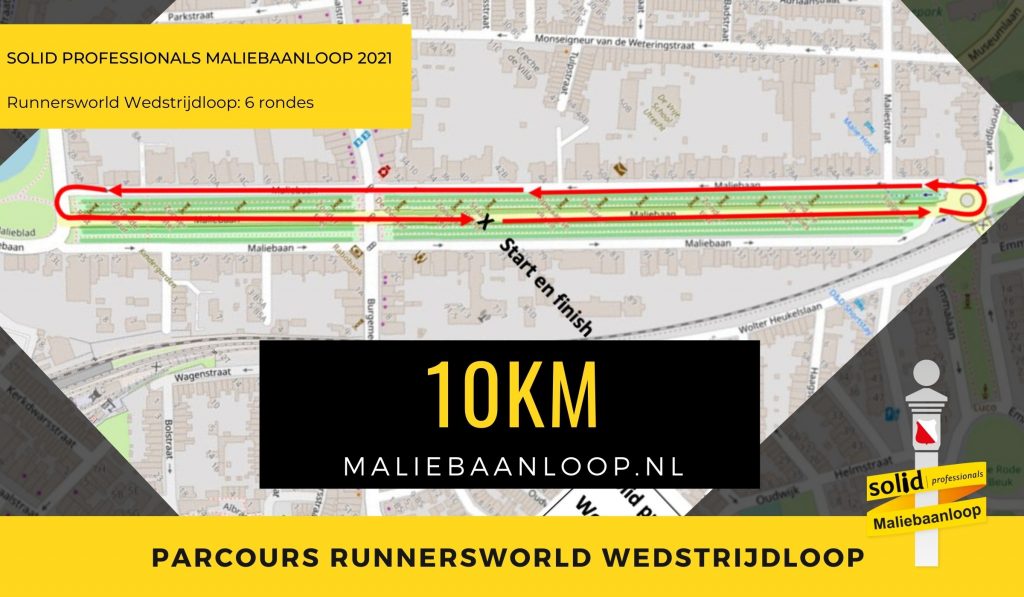 Parcours 10 KM Wedstrijdloop Maliebaanloop